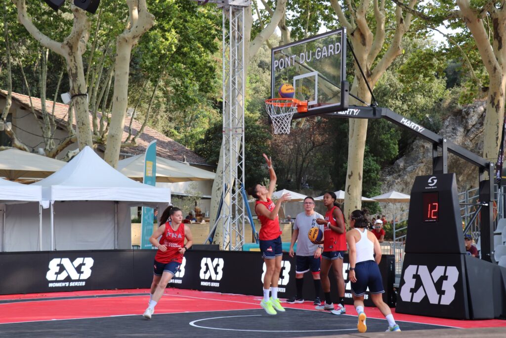 Equipe de France lors du FIBA 3x3 Women's Series World Tour au Pont du Gard. 31 août 2023
