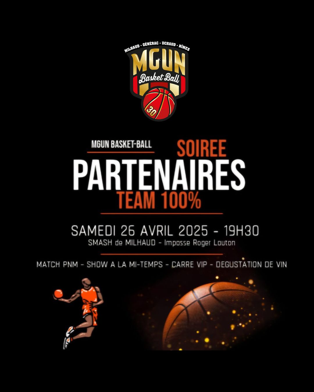 Soirée partenaires MGUN Basket 26 avril 2025 Milhaud