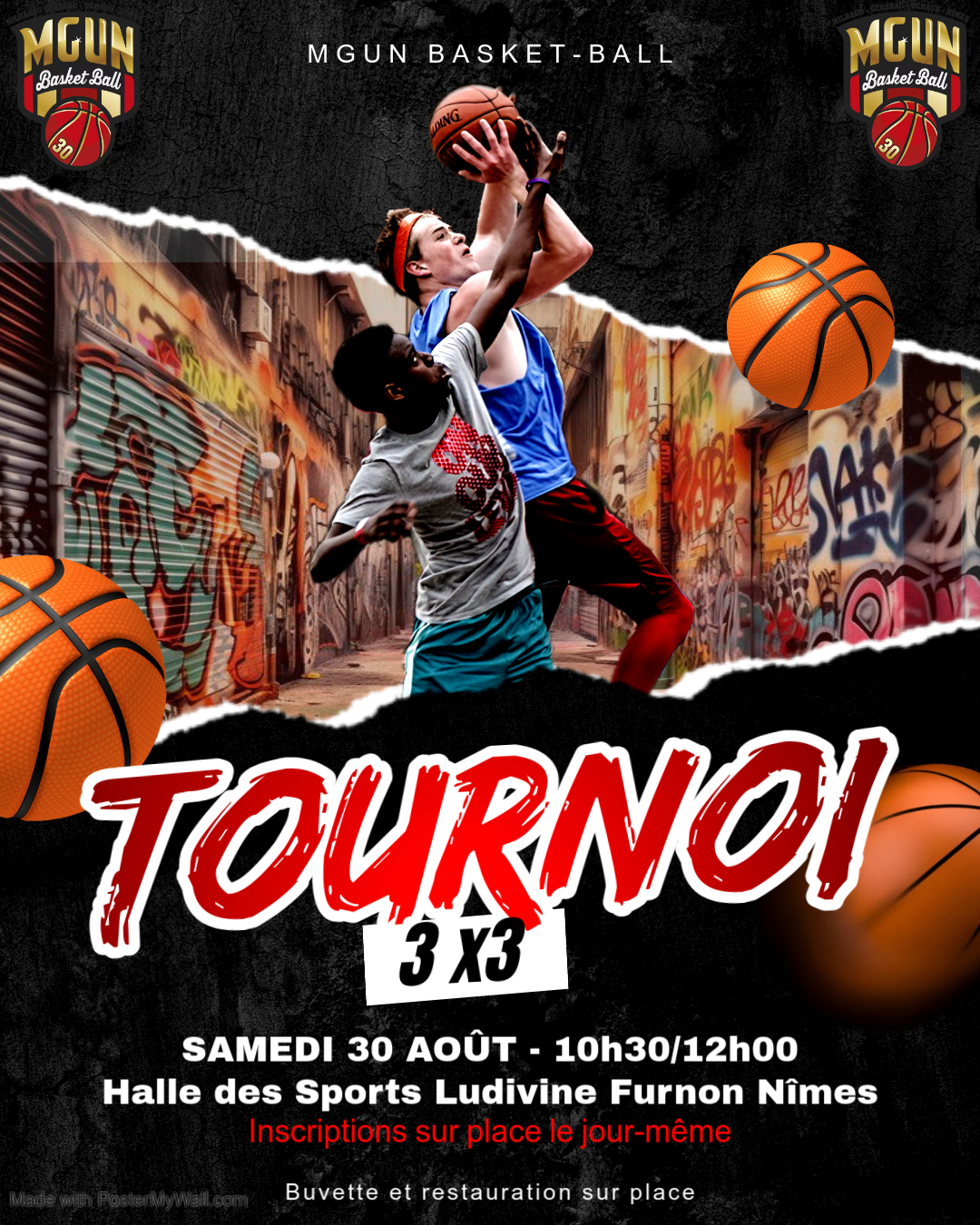 Tournoi 3x3 samedi 30 août 2025 a Nimes par MGUN Basket Nimes